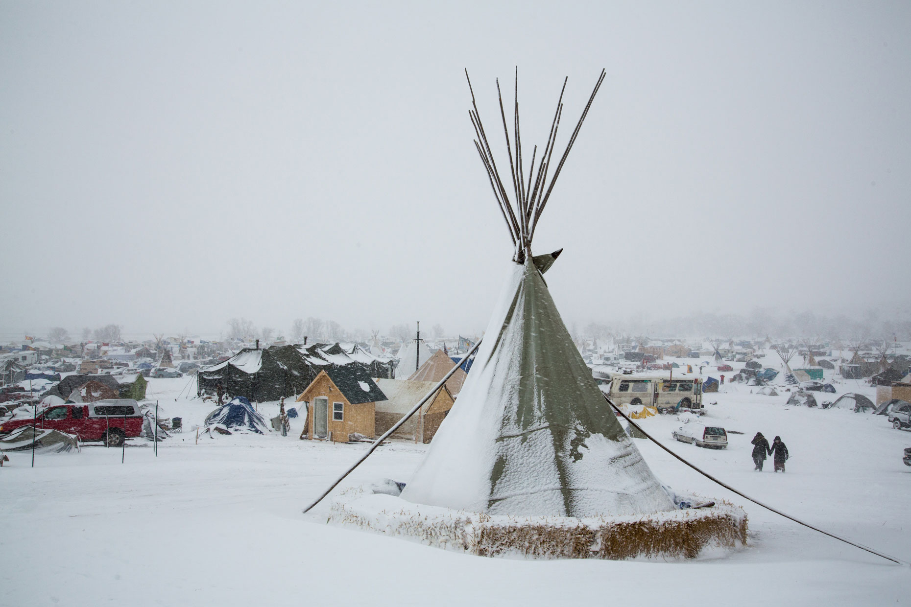 Standing Rock in a blizzard
