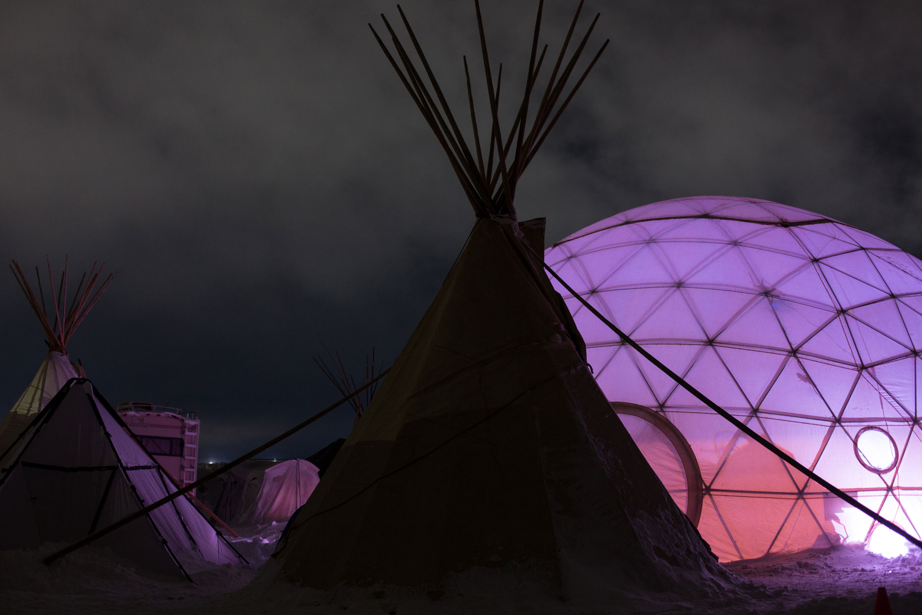 Standing Rock at night